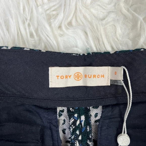 New Tory Burch Navy Blue Confetti Jacquard Trouser Pants NWT Designer Women’s 0 - Picture 7 of 12